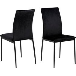 Eetkamerstoel - Zwart - Stof - Zithoogte 48,5cm - Grondal - Set van 4