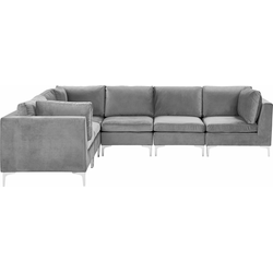 Beliani EVJA - Modulaire Sofa-Grijs-Fluweel