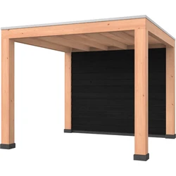 Douglas overkapping 300 x 300, met zwarte achterwand, Westwood Modern