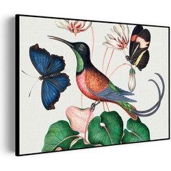 Muurwerken Akoestisch Schilderij - Prent Natuur Vogel en Bloemen 07 - Geluidsdempend Wandpaneel - Wanddecoratie - Geluidsisolatie - PRO (AW 0.90) M (85X60)