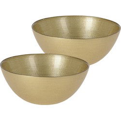 Excellent Houseware Kommetjes/serveer schaaltjes - 2x - Athene - glas - D15 x H6 cm - goud - Kommetjes