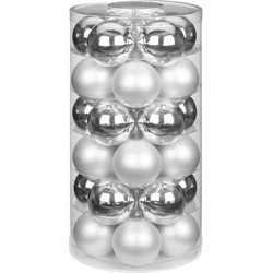 60x stuks glazen kerstballen zilver 6 cm glans en mat - Kerstbal