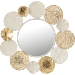 J-line - Spiegel Rond Cirkels Metaal Wit/goud - 67.5x67.5x4cm