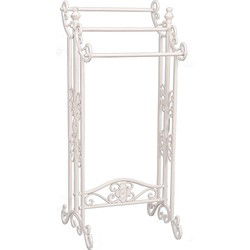 Clayre & Eef Handdoekenrek  40x37x91 cm Wit Ijzer Rechthoek Bloemen Handdoekhouder