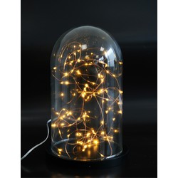 Decoratie stolp 25 cm- met draadverlichting koper - warm wit - 100 leds - Decoratieve stolpen