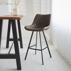 Industriële barkruk Juno Taupe Kunstleer - Zithoogte 70 cm - Zonder Armleuningen