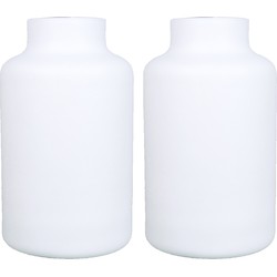 Set van 2x bloemenvazen - mat wit glas - H25 x D15 cm - Vazen