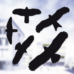 Vogel afweer stickers - 10x - zwart - weerbestendig - 17 x 24 cm - Vogelverjagers