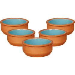 Set 18x tapas/creme brulee serveer schaaltjes terracotta/blauw 8x4 cm - Snack en tapasschalen