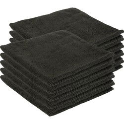 Microvezeldoeken - 10x st - zwart - 40 x 40 cm - dweiltjes - Vaatdoekjes