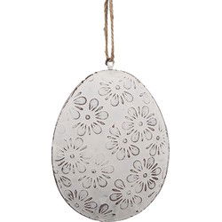 Clayre & Eef Paashanger Ei 8 cm Wit IJzer Ovaal Decoratie Hanger