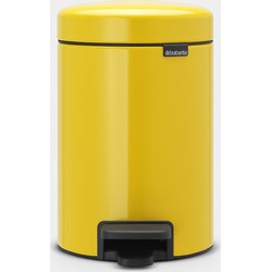 NewIcon Pedal Bin, 3 litre, Soft Closing, Plastic Inner Bucket - Daisy Yellow