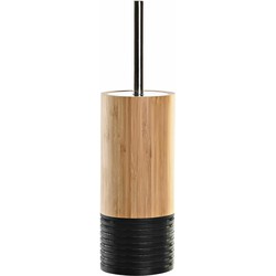 Items Toiletborstel - bamboe hout - bruin zwart- 37 x 10 cm - Toiletborstels