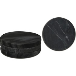 Lolaa Onderzetters Marble zwart 10cm - 4 stuks