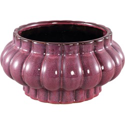 PTMD Sannee Red ceramic pot ribbed wide middle low L