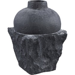 PTMD Mailey Decoratieve Pot - 25 x 25 x 38 cm - Cement - Zwart