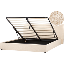 LAVAUR - Bed met opbergruimte - Beige - 180 x 200 cm - Bouclé