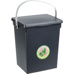 Excellent Houseware Gft afvalbakje voor aanrecht - 5,5L - antraciet grijs - afsluitbaar - compostbakje - Prullenbakken