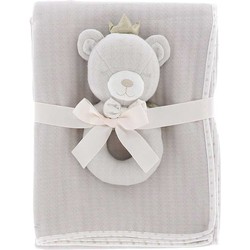 Unique Living - Blanket+rattle Baby Bear 100x75cm Beige