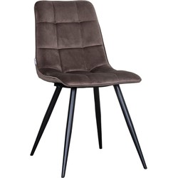LABEL51 Eetkamerstoel Bistro - Taupe - Fluweel - Black Frame