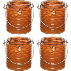 Citronella kaars - 10x - in windlicht - oranje - 20 branduren - citrusgeur - geurkaarsen