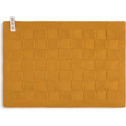Knit Factory Gebreide Gastendoek - Handdoek Ivy - Oker - 40x30 cm - Katoen