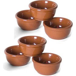 Gerimport tapas bakjes - 16x stuks - mini - aardewerk - bruin - 7 cm - Snack en tapasschalen