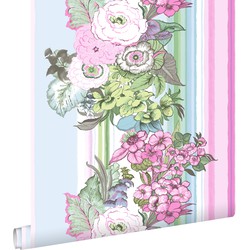 ESTAhome behang vintage bloemen licht roze en turquoise - 53 cm x 10,05 m - 138113