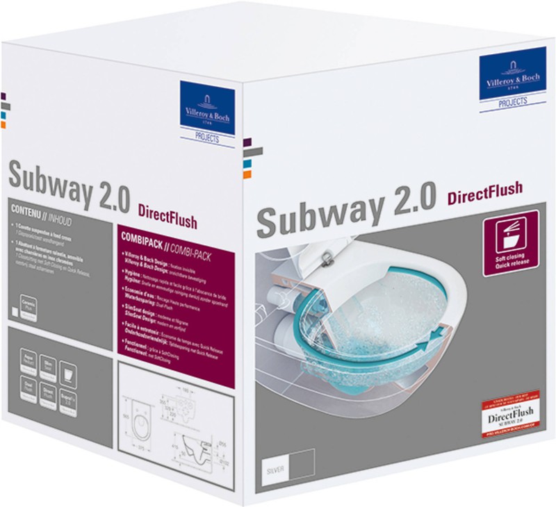 Villeroy & Boch Subway 2.0 combipack toiletset Slimseat DirectFlush CeramicPlus Wit - 