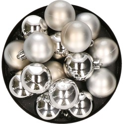 32x stuks kunststof kerstballen zilver 4 cm - Kerstbal