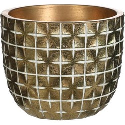 Ideas4Seasons Bloempot ruit motief Hanoi - goud - D10 x H8 cm - Plantenpotten