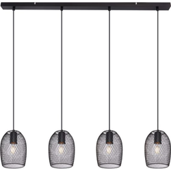 Industriële hanglamp Dops - L:100cm - E27 - Metaal - Zwart