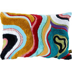 PTMD Courtneay Blue Rectangle Embroidery Cushion Lines