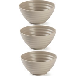 Set van 6x kommetjes/schaaltjes - Dessert/ontbijt - Kunststof - D14 cm - Taupe - Kommetjes