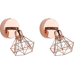 ERMA - Wandlamp set van 2 - Koper  - Metaal