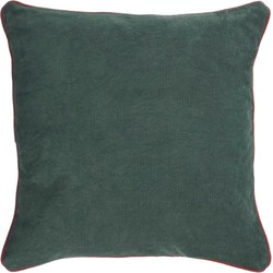 Kave Home - Kelaia kussenhoes 100% katoen met groene corduroy en oranje rand 45 x 45 cm