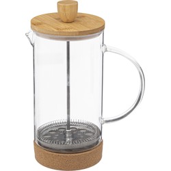 Secret de Gourmet French press cafetiere - glas/bamboe - 1 liter - Cafetiere