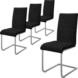 Set van 2 slede eetkamerstoelen met rugleuning zwart kunstleer bekleed ML-Design