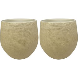 2x stuks plantenpotten/bloempotten in een strakke Modern design look zand/beige Dia 36 cm en Hoogte - Plantenpotten