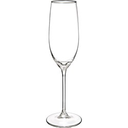 Champagneglazen set Lina - doosje 6x stuks - chique transparant glas - 21 CL - D4.5 x H23 cm - Champagneglazen