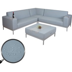Cosmo Casa Hoekbank - Sofa Lounge - Sofa Bank - Stof/Textiel - Binnen - Waterafstotend - 245cm - Blauw - Met Plank