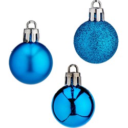 Krist+ Kerstballen - 20x st - helder blauw - 3 cm - kunststof - mix - Kerstbal