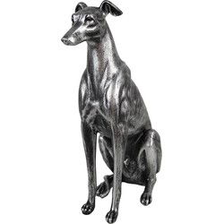 Clayre & Eef Decoratie Beeld Hond Zilverkleurig Polyresin
