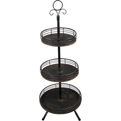 Clayre & Eef Etagère 3 laags  95 cm Zwart Ijzer Rond Fruitschaal etagère