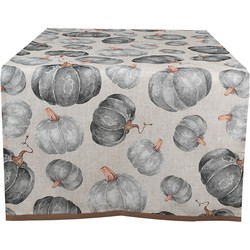 Clayre & Eef Tafelloper 50x140 cm Grijs Katoen Pompoen