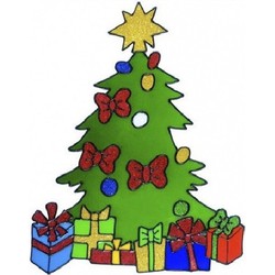 Kerst decoratie stickers kerstboom plaatjes 30 cm - Feeststickers