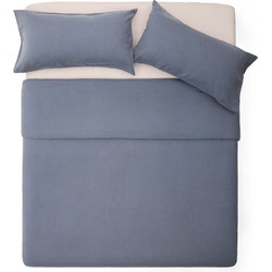 Kave Home - Blauwe set dekbedovertrek en kussenslopen Simmel van katoen en linnen voor een bed van 180