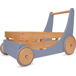 Kinderfeets Kinderfeets 2-in-1 houten opbergkar & loopwagen - Slate Blue
