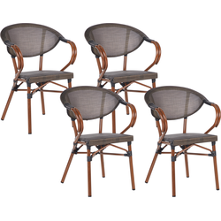 CASPRI II - Tuinstoel set van 4 - Donkerhout/Grijs - Aluminium