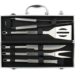 Decopatent® BBQ Gereedschap SET - 6 Delig in Koffer - Barbecue - BBQ - Grill - Tang Spatel Grijptang Mes Vleesvork Insmeerborstel